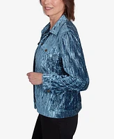 Alfred Dunner Petite Harvest Moon Crushed Velvet Button Jacket