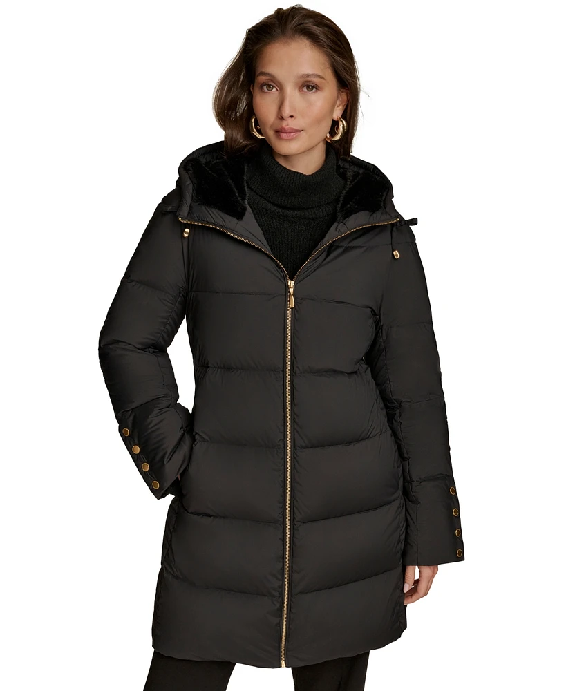 Donna Karan New York Women's Hooded Down Puffer Coat