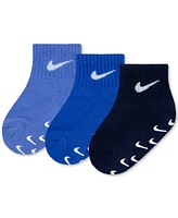 Nike Baby and Toddler Logo Gripper Ankle Socks, 3 Pack