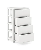 Costway Pcs -Drawer Plastic Rolling Storage Cart with 4 Universal Wheels Dresser Cabinet