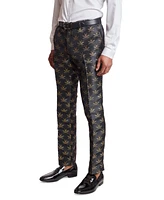 Paisley & Gray Men's Sloane Slim Fit Bee Print Tuxedo Pants