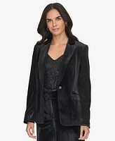 Calvin Klein Women's One-Button Velvet Blazer