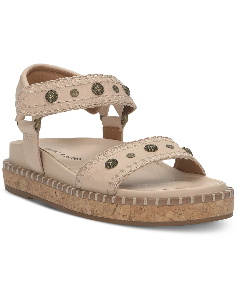 Lucky Brand Women's Ullani Studded Whipstitch Footbed Sandals