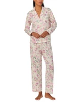 Lauren Ralph Women's 2-Pc. Long-Sleeve Notch-Collar Long Pants Pajama Set