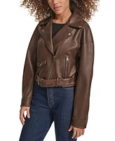 Levi's Women's Faux Suede Cropped Belted Moto Jacket