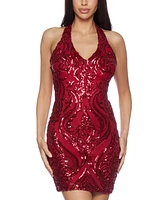 B Darlin Juniors' Sequined Bodycon Halter Dress