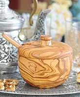 BeldiNest Olive Wood Sugar Bowl with Spoon