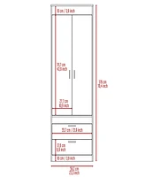 Portugal Armoire 70H", Double Door Cabinet, Two Drawers, Metal Handles, Rod