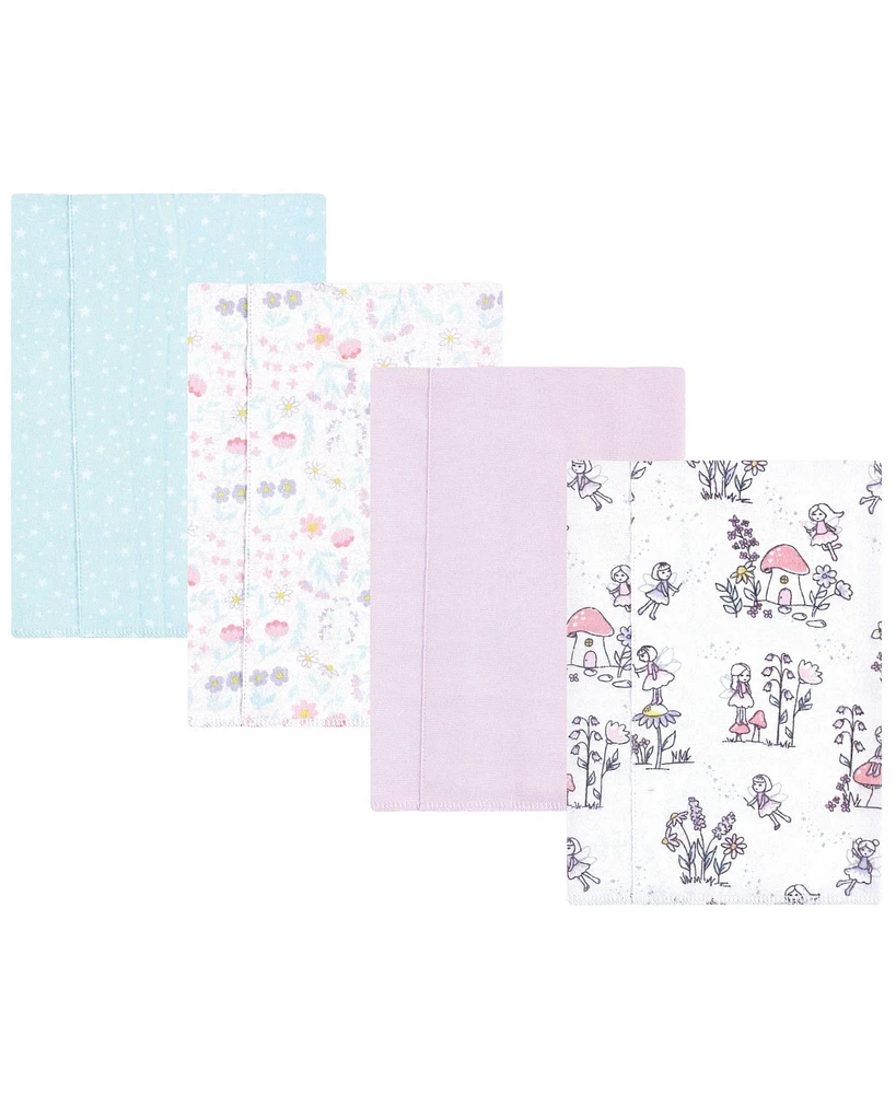 Hudson Baby Infant Girl Cotton Flannel Burp Cloths, Garden Fairies, One Size