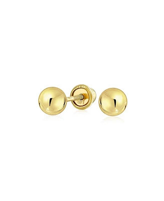 Bling Jewelry Unisex Classic Minimalist Tiny Simple Round 3MM Ball Yellow 14K Gold Ball Stud Earrings Screw Back For Women Men