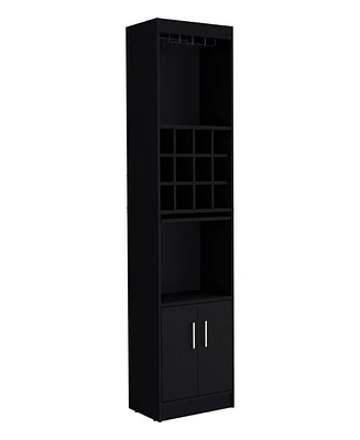 Pisek Bar Cabinet 5-Tier, Wine Cabinet, Liquor Cabinet, 12 Bottle Cubbies, 5 Shelves