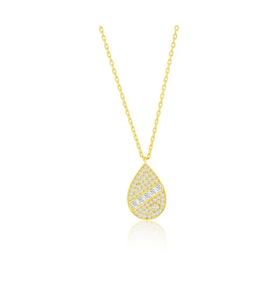 Simona Sterling Silver, Pearshaped Cz Necklace - Gold Plated