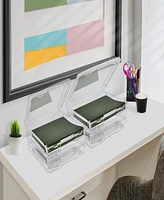 Sorbus Set of Wide Hanging File Organizer Bin Clear Plastic Stackable for Document Storage