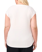 Vince Camuto Plus Split-Neck Cap-Sleeve Blouse, Created for Macy's