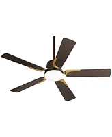 Casa Vieja 54" Desteny Modern Indoor Ceiling Fan with Led Light Remote Control Bronze Brass Wood Blades Opal Etched Glass Dimmable Living Room Kitchen