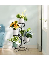 Unho 4 Tier Plant Stand Outdoor Garden Metal Flower Display Rack Shelf Home Decor