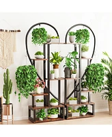 Unho 2 Pack Half Heart Shaped Ladder Planter Pot Holder Multilayer Display Shelf