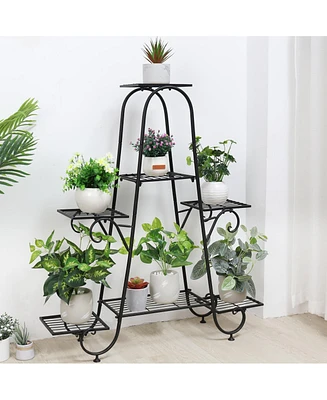 Unho 7 Tier Metal Plant Holder Stand Patio Corner Plant Shelf Decorative Flower Stand