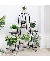 Unho 7 Tier Metal Plant Holder Stand Patio Corner Plant Shelf Decorative Flower Stand