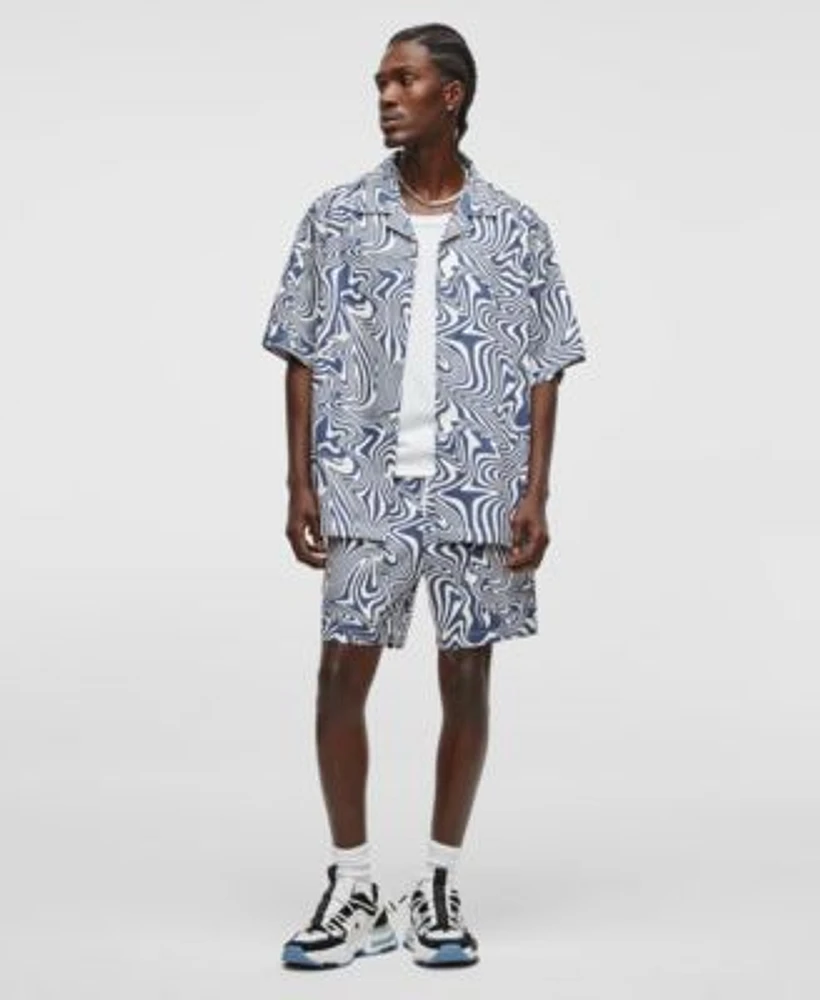 Mode Of One Mens Distorted Wave Camp Shirt Relaxed Fit Shorts Exclusively At Macys