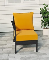 WestinTrends Outdoor Patio Hdpe Left Arm Sectional Navy Blue Corner Club Chair with Cushions