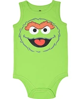 Sesame Street Baby Boys Elmo Cookie Monster Bird Newborn Baby 5 Pack Cuddly Short Sleeve Bodysuits