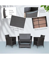Costway 8PCS Patio Rattan Furniture Set Armrest Cushion Sofa Coffee Table with Shelf Garden