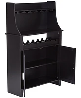 Kings Brand Furniture Wood Wine Rack Buffet & Storage Cabinet (Black)