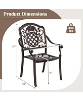 Costway Pcs Patio Cast Aluminum Chairs Outdoor Metal Armchairs with Ergonomic Curved Seat