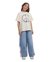 Levis Big Girls Sherpa Collar Denim Jacket Peace Sign T Shirt Printed Insets High Rise Baggy Jeans