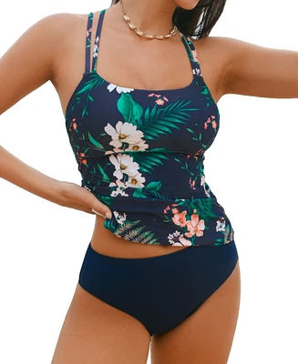 Cupshe Women's Bayou Blooms Tankini Top & Standard Bottoms Set