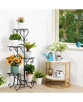 Unho 5 Tier Tall Plant Stand Metal Shelf Flower Pots Display Holder Outdoor Garden