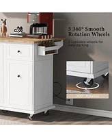 Slickblue Kitchen Island with Drop Leaf Rolling Cart on Wheels, Internal Storage Rack, 3-Tier Pull-Out Cabinet Organizer