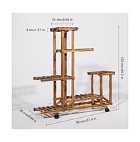 Unho 6 Tiers Wooden Plant Stand Home Garden Flower Pots Shelf for Indoor Outdoor