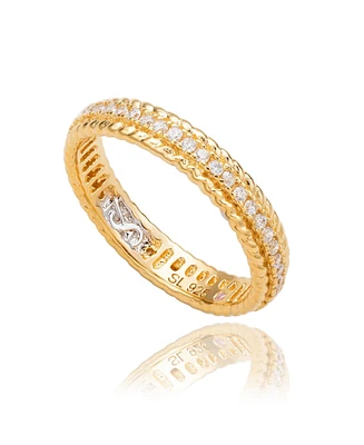 Suzy Levian New York Suzy Levian Yellow Sterling Silver Cubic Zirconia French Filigree Eternity Band