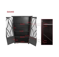 Kings Brand Furniture Halswelle 2-Door Black Curio Bookcase Cabinet with Glass Doors
