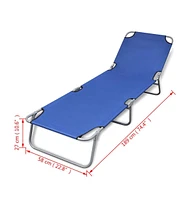 vidaXL Folding Sun Lounger Powder-coated Steel Blue