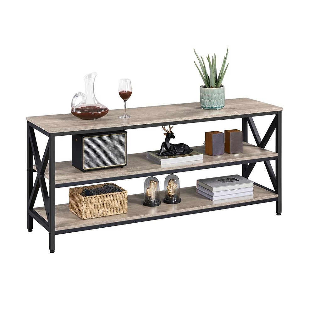 Yaheetech 55 Inch Industrial 3-Layer Shelved Tv Stand Cabinet Console for TVs up to 65