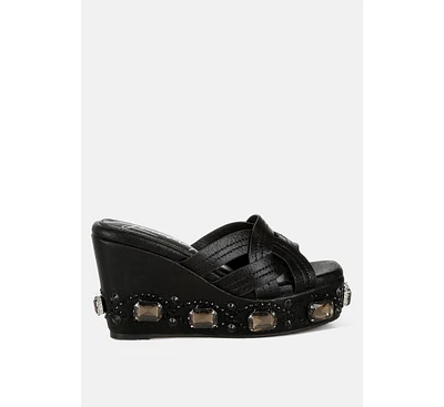 London Rag Blistronic Chunky Diamante & Rhinestone Cut-Out Sandals