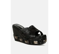 London Rag Blistronic Chunky Diamante & Rhinestone Cut-Out Sandals