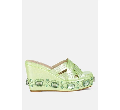 London Rag Blistronic Chunky Diamante & Rhinestone Cut-Out Sandals