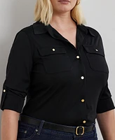 Lauren Ralph Plus Roll-Tab-Sleeve Shirt