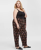 Jm Collection Plus Pleat Pull-On Printed Pants, Exclusively at Macy's