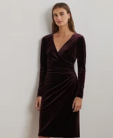 Lauren Ralph Lauren Women's Stretch Velvet Surplice Dress