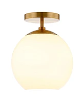 Hudson & Canal 9" Metal Bartlett Wide Semi Flush Mount