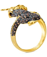 Le Vian Costa Smeralda Emerald, Chocolate Diamond & Nude Diamond Dragon Ring (1/2 ct. t.w.) in 14k Honey Gold