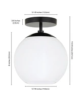 Hudson & Canal 9" Metal Bartlett Wide Semi Flush Mount