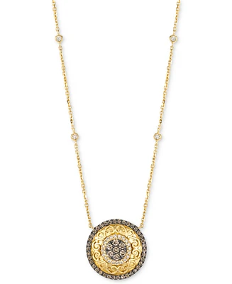 Le Vian Nude Diamond & Chocolate Diamond Filigree Pendant Necklace (3/4 ct. t.w.) in 14k Honey Gold