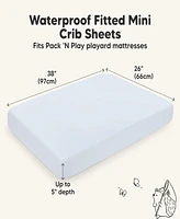 KeaBabies 2pk Isla Waterproof Mini Crib Sheets for Boy, Girl, Soft Pack and Play Graco Mattress