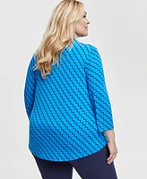 Jm Collection Plus V-Neck 3/4-Sleeve Top, Exclusively at Macy's